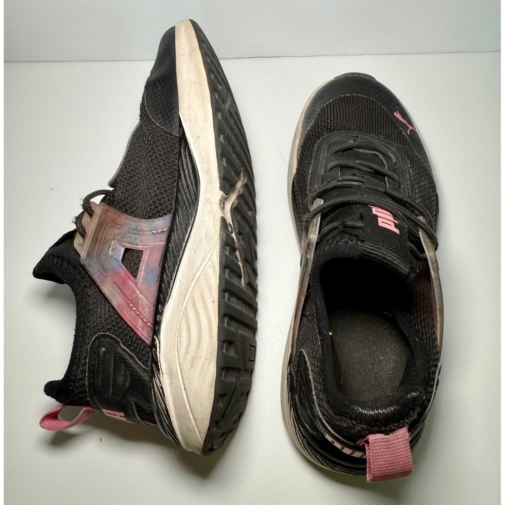 Puma Kids Athletic Shoes Black Pink Lace Up Sneakers Size 13.5 - Picture 7 of 8